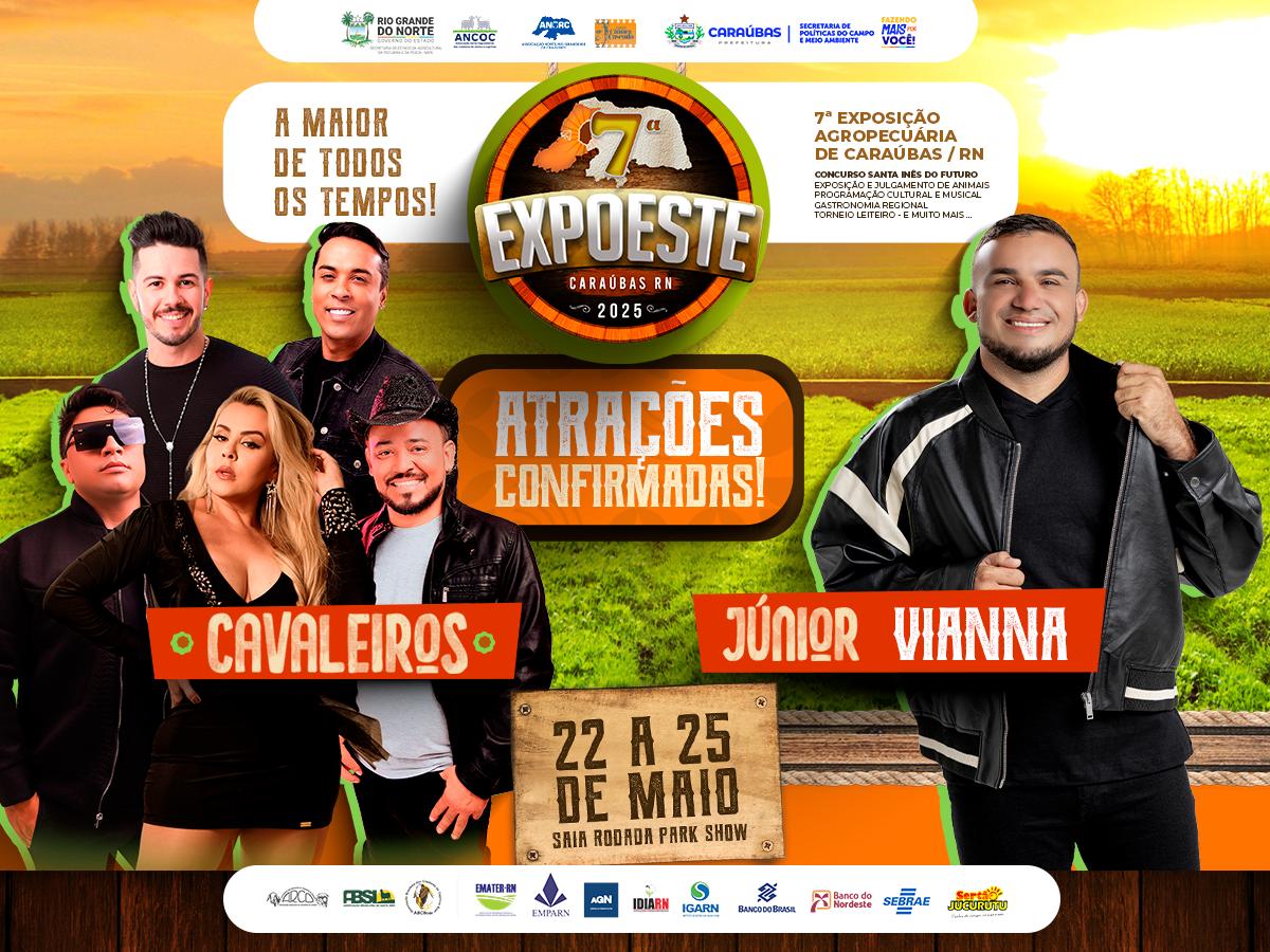 Júnior Viana e Cavaleiros do Forró estão confirmados na Expoeste 2025 em Caraúbas.